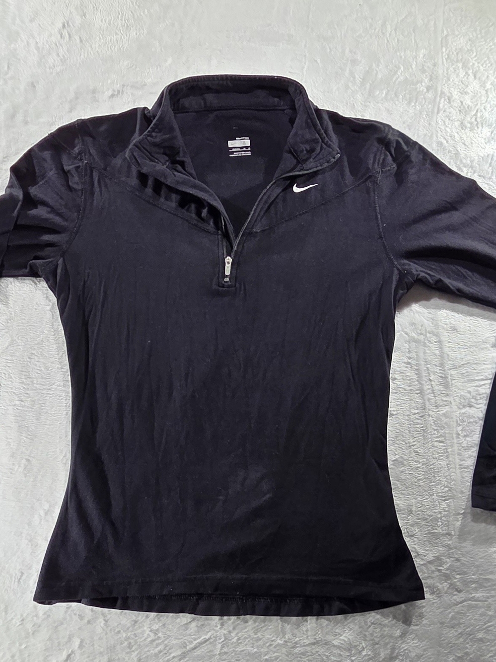 Nike NikeFITDRY Women’s M Black 1/4 Zip Mock Neck Long Slv Stretch Top - 0105